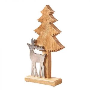 mitienda Dekoobjekt »Tanne mit Hirsch, Weihnachtsdeko 34cm«