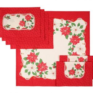 my cocooning Tischdecke »Weihnachtstischdecken-Set Christrose« (Set, 7-tlg), bedruckt mit Weihnachtsmotiv