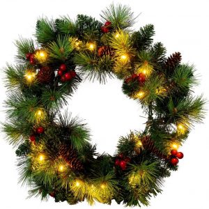 näve LED-Leuchtzweig »LED-Weihnachtskranz mit Beeren und Tannenzapfen – d: 35cm«, Timer