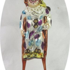 Nostalgie Christbaumschmuck Christbaumschmuck (1-tlg), Christbaumschmuck Figur „Clown auf Stelzen“ mit lila-türkisen Flicken