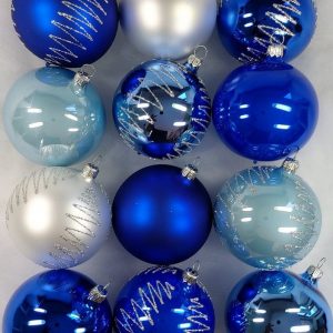 Nostalgie Christbaumschmuck Thüringen Christbaumschmuck »BLAU / WEISS Mix 12er Set Christbaumkugeln EXCLUSIV« (12-tlg), handbemalt