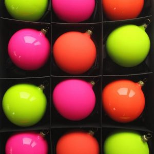 Nostalgie Christbaumschmuck Thüringen Christbaumschmuck »NEON Mix 12er Set Christbaumkugeln EXCLUSIV« (12-tlg), mundgeblasenes Glas