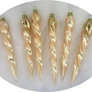 Nostalgie Christbaumschmuck UG Christbaumschmuck (6-tlg), „Eiszapfen 16cm, Eislack blau „