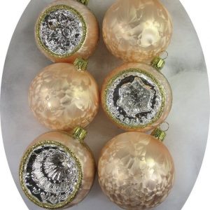 Nostalgie Christbaumschmuck UG Christbaumschmuck (6-tlg), „Kugeln + Reflexe 8cm, Eislack champagner „