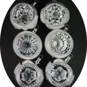 Nostalgie Christbaumschmuck UG Christbaumschmuck (6-tlg), Reflexkugeln 8cm, silbern/ weiss