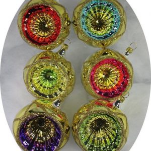 Nostalgie Christbaumschmuck UG Christbaumschmuck (6-tlg), Reflexkugeln 8cm, silbern, gold/bunt