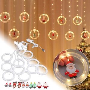 oyajia LED-Lichterkette »LED Lampe Hängende Ornamente mit 5 Arten von Weihnachtspuppen, LED USB Lichterkette Lichtervorhang lichternetz Fenster…