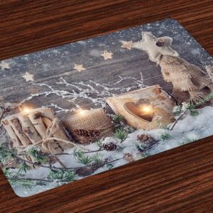 Platzset, »Waschbare Stoff Esszimmer Küche Tischdekorations Digitaldruck«, Abakuhaus, (4-teilig, 4 Teilig-St., Set aus 4x), Weihnachten Candle…