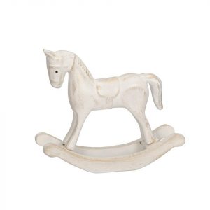 Posiwio Dekofigur »Schaukelpferd VINTAGE weiß gold Holz shabby chic H11cm Deko Holzpferd Weihnachten«