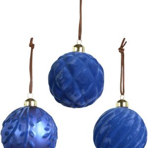 RIFFELMACHER & WEINBERGER Weihnachtsbaumkugel (3 St), Ø ca. 8 cm, aus Glas, mit Samtdekoration