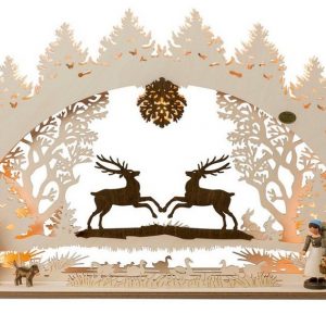 SAICO Original Lichterbogen »3D-Lichterbogen Springende Hirsche 15flammig mit Innenbeleuchtung«, Maße ca. 69 x 39,5 x 11 cm