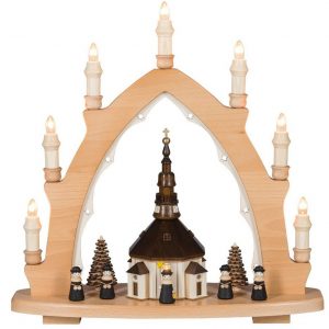 SAICO Original Lichterbogen »Lichterspitze Seiffener Kirche 8flammig mit Innenbeleuchtung«, Maße ca. 42 x 44 x 15 cm