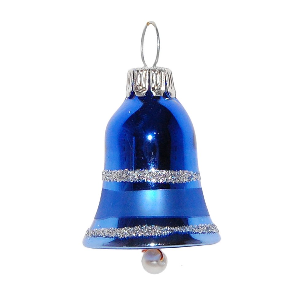 Schatzhauser Christbaumschmuck »Glocke blau glänzend Ø 2,5cm x 3,5cm« (1-tlg), mundgeblasen, handbemalt