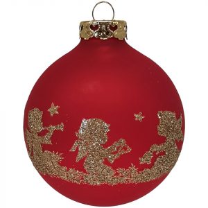 Schatzhauser Weihnachtsbaumkugel »Engelstraum rot halbstransparent Ø 8cm« (1 St), Maschinenkugel, bedruckt