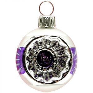 Schatzhauser Weihnachtsbaumkugel »Retro Mini Reflexkugel silber/lila/weiß Ø 4cm« (1 St), mundgeblasen, handbemalt