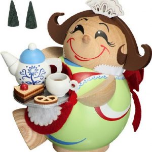 Seiffener Volkskunst Räuchermännchen »Räuchermännchen Kugelfigur Schokoladenmädchen inkl. 2 Räucherkerzen Holz 11 cm Weihnachtsdekoration…