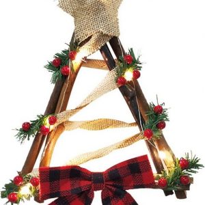 SHMSHNG Adventskranz »Weihnachts-Rattan-Kranz,LED-Licht-Rankengirlande, Dreieck, Rankenkranz mit roten Beeren, Schleife, Weihnachts-Kranz zum…