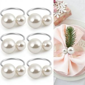 SHMSHNG Serviettenring »6 Stück Serviettenringe Serviettenschnalle mit Perlen Serviettenhalter Vintage Tischdeko für Hochzeit Party Weihnachten…