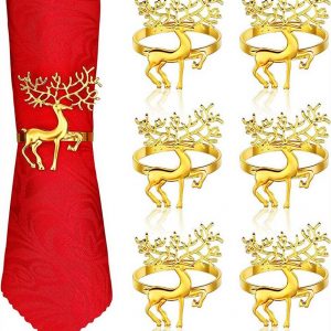 SHMSHNG Serviettenring »6 Stücke Weihnachten Serviettenringen Halter Hirsch Serviettenringe für Weihnachtsessen Hochzeit Schmuck, Tischdekoration…
