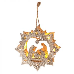 SIGRO Christbaumschmuck »Holz Stern-Anhänger, 3-fach sort. beleuchtet« (1-tlg)