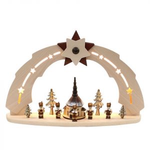 SIGRO Schwibbogen »Holz Schwibbogen, LED Seiffen/Bergmannszug«