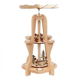 SIGRO Weihnachtspyramide »Holz Teelicht-Pyramide 2 Etagen Bergleute«