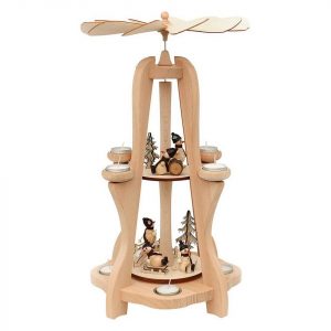 SIGRO Weihnachtspyramide »Holz Teelicht-Pyramide 2 Etagen Schneemänner«