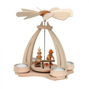 SIGRO Weihnachtspyramide »Holz Teelicht-Tischpyramide Waldleute mit Säge«