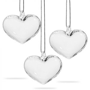 SIKORA Christbaumschmuck »BS165-3 Herz Glas Ornament Weihnachtsbaum Anhänger 3er Set«