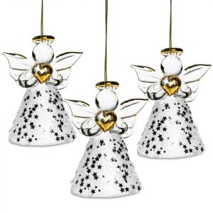SIKORA Christbaumschmuck »BS400 Engel Glas Figur Weihnachtsbaum Anhänger 3er Set«