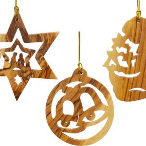 SIKORA Christbaumschmuck »OH-SET3 Baumschmuck Olivenholz Anhänger aus Bethlehem ENGEKL STERN TROMPETE 3er Set«