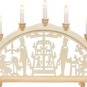 SIKORA Schwibbogen »LB10-2 GUTE STUBE klassicher beleuchteter Holz Schwibbogen mit 7 Kerzen B:57 cm«