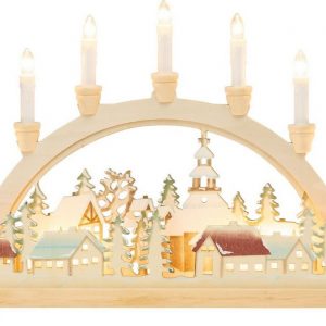 SIKORA Schwibbogen »LB11 WINTERDORF mit elektrischer Beleuchtung von Hand liebevoll coloriert B:45cm«