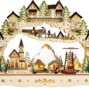 SIKORA Schwibbogen »LB46 Berg Weihnachtsdort XL mit LED Beleuchtung und motorbetriebener Pyramide B:57,5cm«