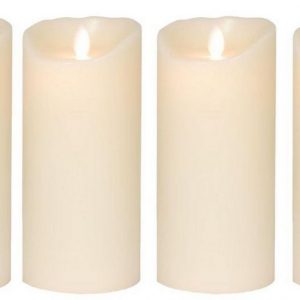 SOMPEX LED-Kerze »4er Set Flame LED Kerzen elfenbein 18cm« (Set, 4-tlg., 4 Kerzen, Höhe 18cm, Durchmesser 8cm), integrierter Timer, Echtwachs,…