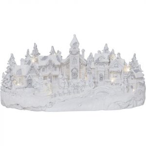 STAR TRADING Weihnachtsstadt »LED-Weihnachtsszene“Largeville“ – Motiv: Winterdorf – 11 warmweiße LED – H: 21cm – weiß«, 11 warmweiße LED