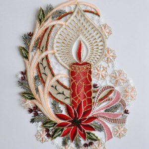 Stickereien Plauen Fensterbild »Fensterbild Kerze«, (1 St.), Echte Plauener Spitze