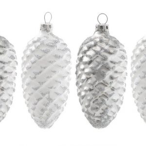 Thüringer Glasdesign Christbaumschmuck »Eisprinzessin« (4-tlg), Tannenzapfen-Set