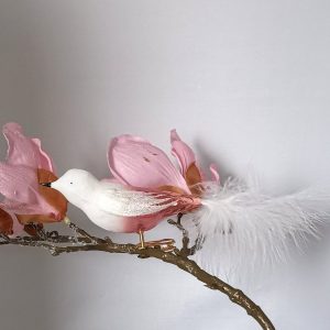 Thüringer Glasdesign Christbaumschmuck »Großer Vogel weiß/apricot, 12cm« (1-tlg), mundgeblasen, handbemalt