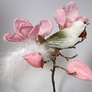 Thüringer Glasdesign Christbaumschmuck »Großer Vogel weiß/grün 12cm« (1-tlg), mundgeblasen, handbemalt