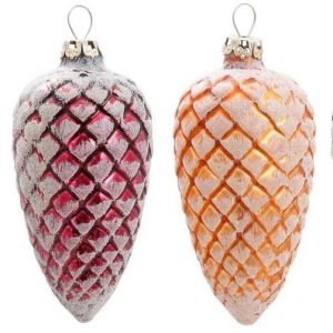 Thüringer Glasdesign Christbaumschmuck »Oh du Fröhliche« (4-tlg), Tannenzapfen, hochwertiger Weihnachtsbaumschmuck – Made in Germany