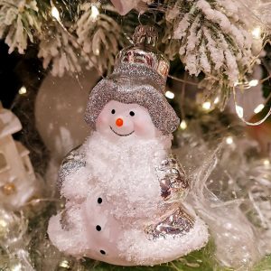 Thüringer Glasdesign Christbaumschmuck »Schneemann silber« (1-tlg), mundgeblasen, handbemalt