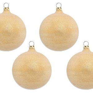 Thüringer Glasdesign Weihnachtsbaumkugel »Perlentau Gold Ø 6 cm (4 Stück) – Glas Christbaumkugeln Made in Germany« (4 St), Mundgeblasen