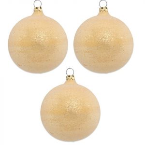 Thüringer Glasdesign Weihnachtsbaumkugel »Perlentau Gold Ø 8 cm (3 Stück) – Glas Christbaumkugeln Made in Germany« (3 St), Mundgeblasen