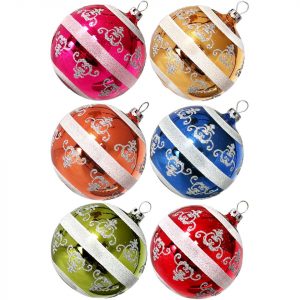 Thüringer Glasdesign Weihnachtsbaumkugel »Weihnachtskugel-Set Barock« (6 St), mundgeblasen, handbemalt