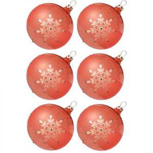 Thüringer Glasdesign Weihnachtsbaumkugel »Weihnachtskugel-Set Kristallblüten hummer« (6 St), mundgeblasen, handdekoriert