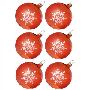 Thüringer Glasdesign Weihnachtsbaumkugel »Weihnachtskugel-Set Kristallblüten orange« (6 St), mundgeblasen, handdekoriert
