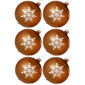 Thüringer Glasdesign Weihnachtsbaumkugel »Weihnachtskugel-Set Kristallblüten gold« (6 St), mundgeblasen, handdekoriert
