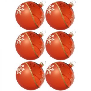 Thüringer Glasdesign Weihnachtsbaumkugel »Weihnachtskugel-Set Kristallwelle, orange« (6 St), mundgeblasen, handdekoriert