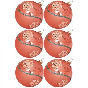 Thüringer Glasdesign Weihnachtsbaumkugel »Weihnachtskugel-Set Kristallwelle hummer« (6 St), mundgeblasen, handdekoriert